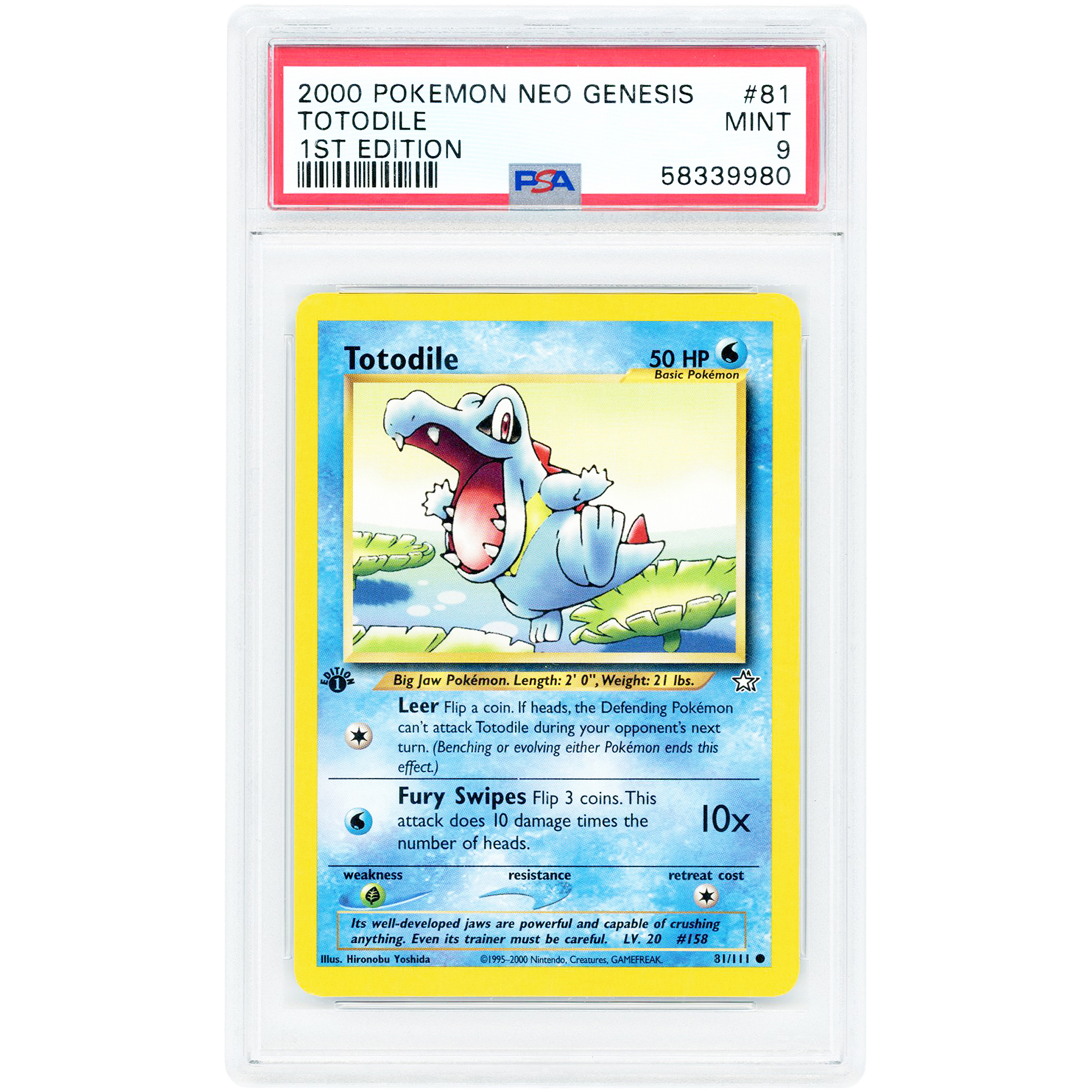 Totodile 2000 Pokemon Neo Genesis Common #81 PSA Authenticated 9 Card