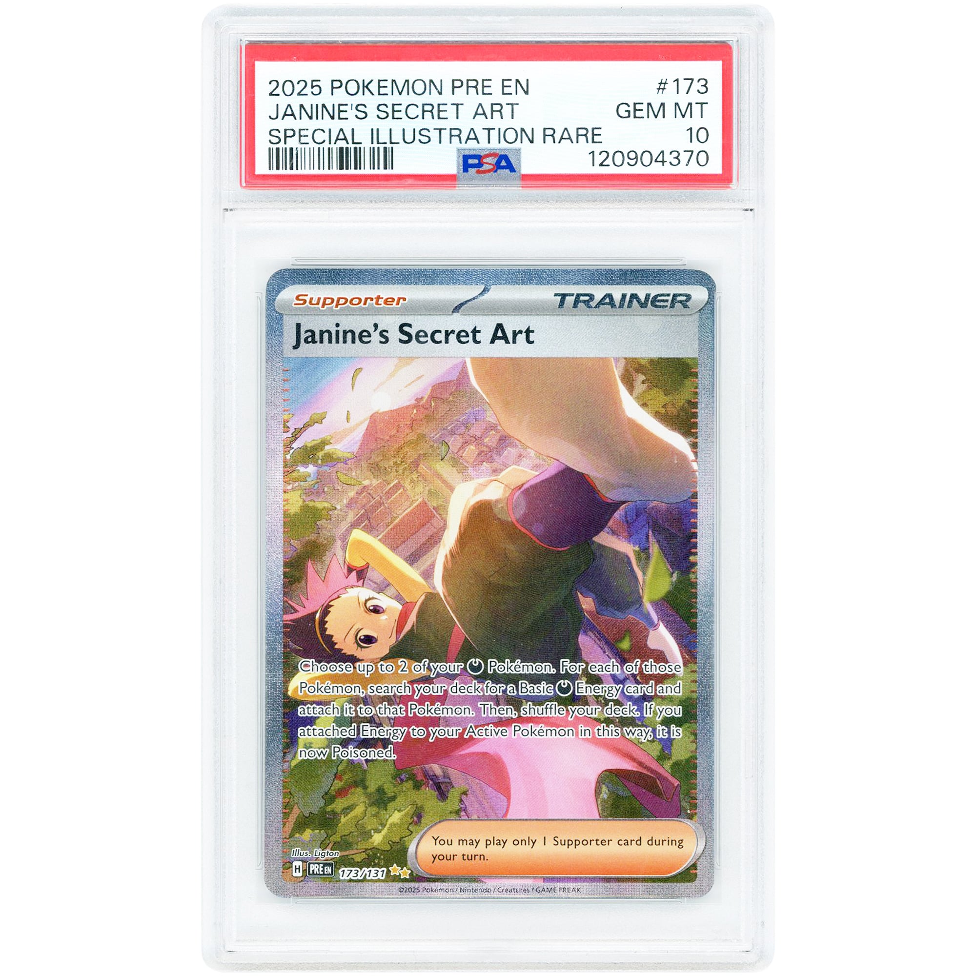 Janine's Secret Art 2025 Pokemon Prismatic Evolutions Special Illustration Rare #173 PSA Authenticated 10 Card
