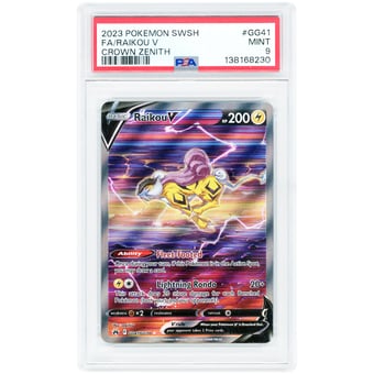 Raikou V 2023 Pokemon Crown Zenith Galarian Gallery Ultra Rare #GG41 PSA Authenticated 9 Card