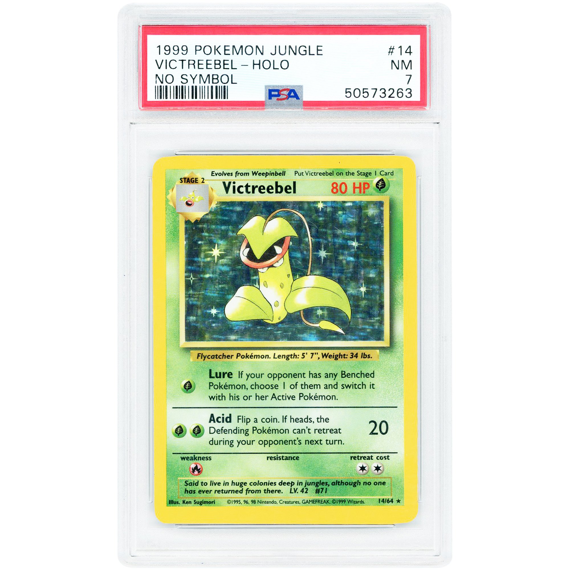 Victreebel 1999 Pokemon Jungle Holo Rare #14 PSA Authenticated 7 Card