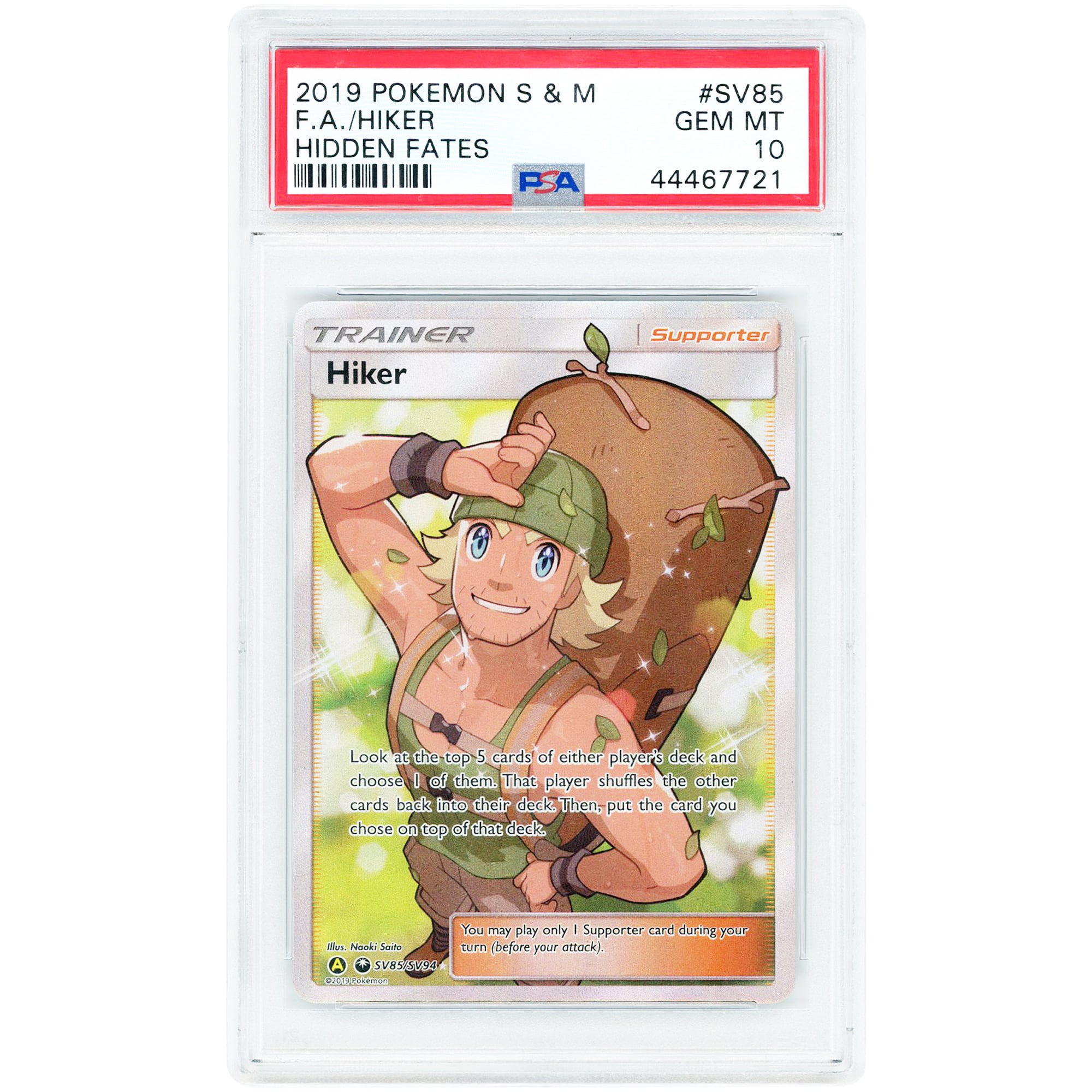 Hiker 2019 Pokemon Hidden Fates Shiny Vault Shiny Holo Rare #SV85 PSA Authenticated 10 Card