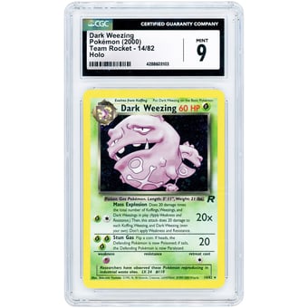 Dark Weezing 2000 Pokemon Team Rocket Holo Rare #14 CGC Authenticated 9 Card