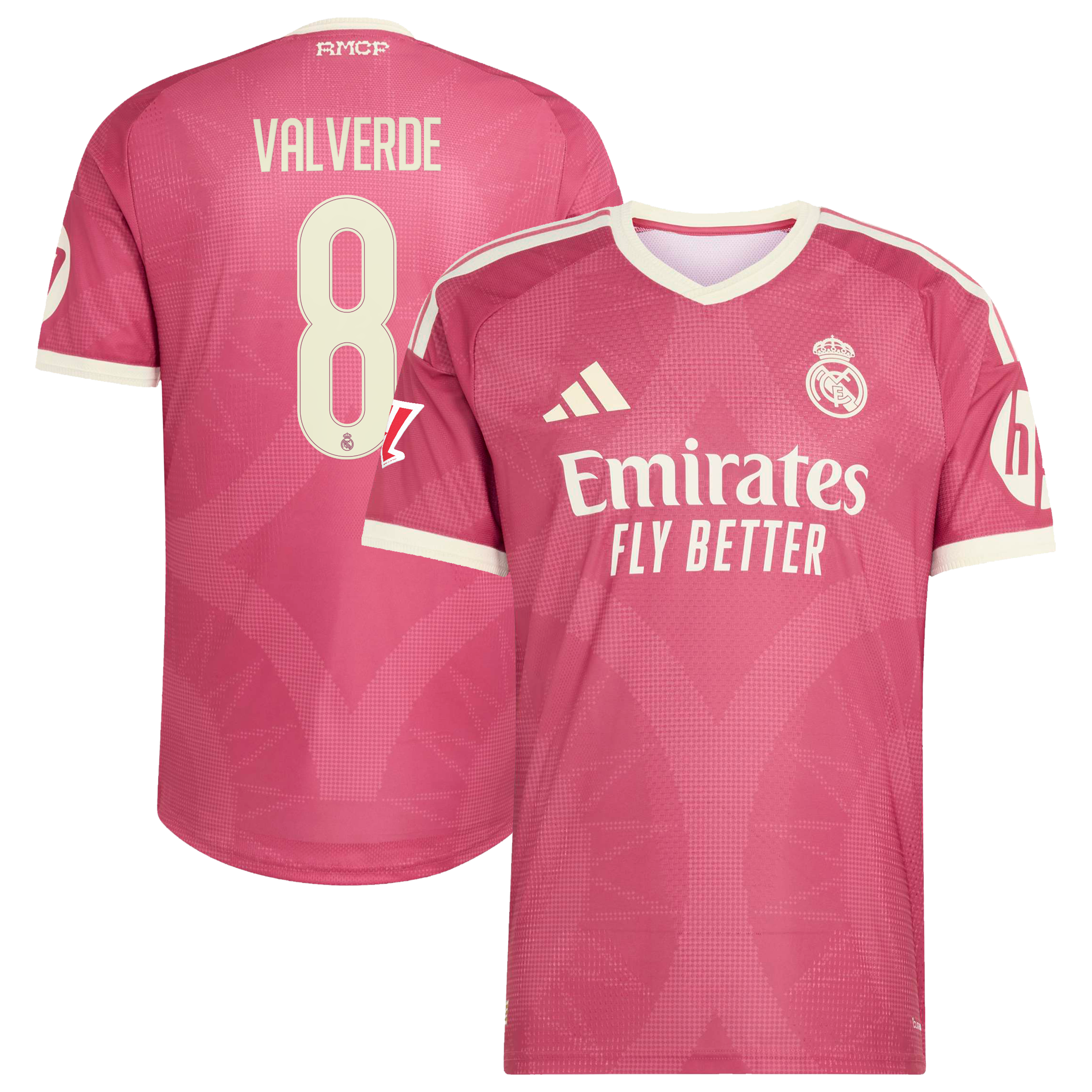 Men's adidas Federico Valverde Pink Real Madrid 2026/27 Third On-Field Authentic Jersey