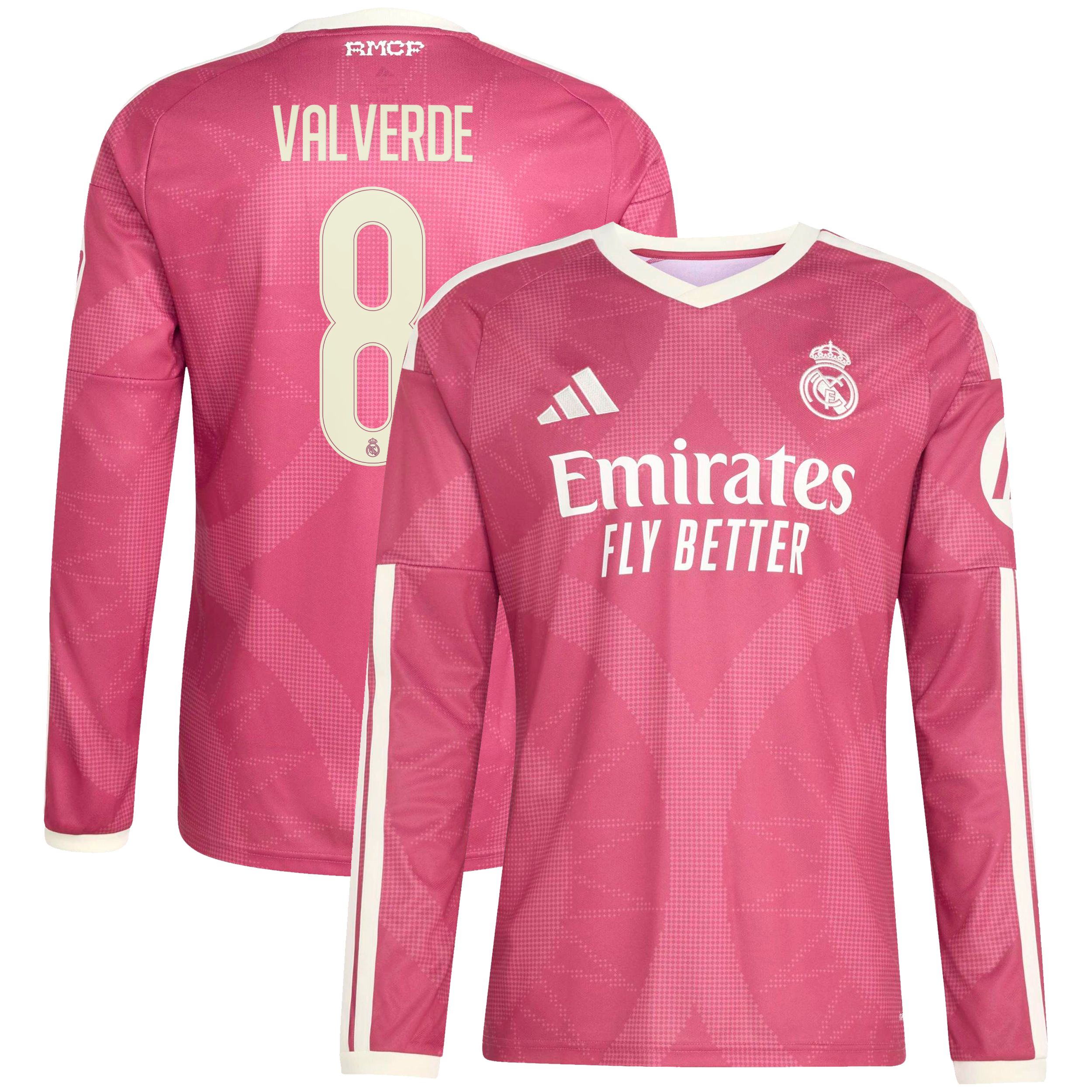 Men's adidas Federico Valverde Pink Real Madrid 2026/27 Third Replica Long Sleeve Jersey