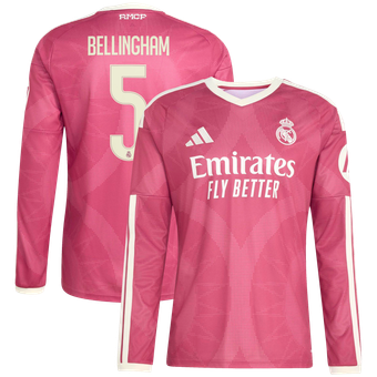 Men's adidas Jude Bellingham Pink Real Madrid 2026/27 Third Replica Long Sleeve Jersey