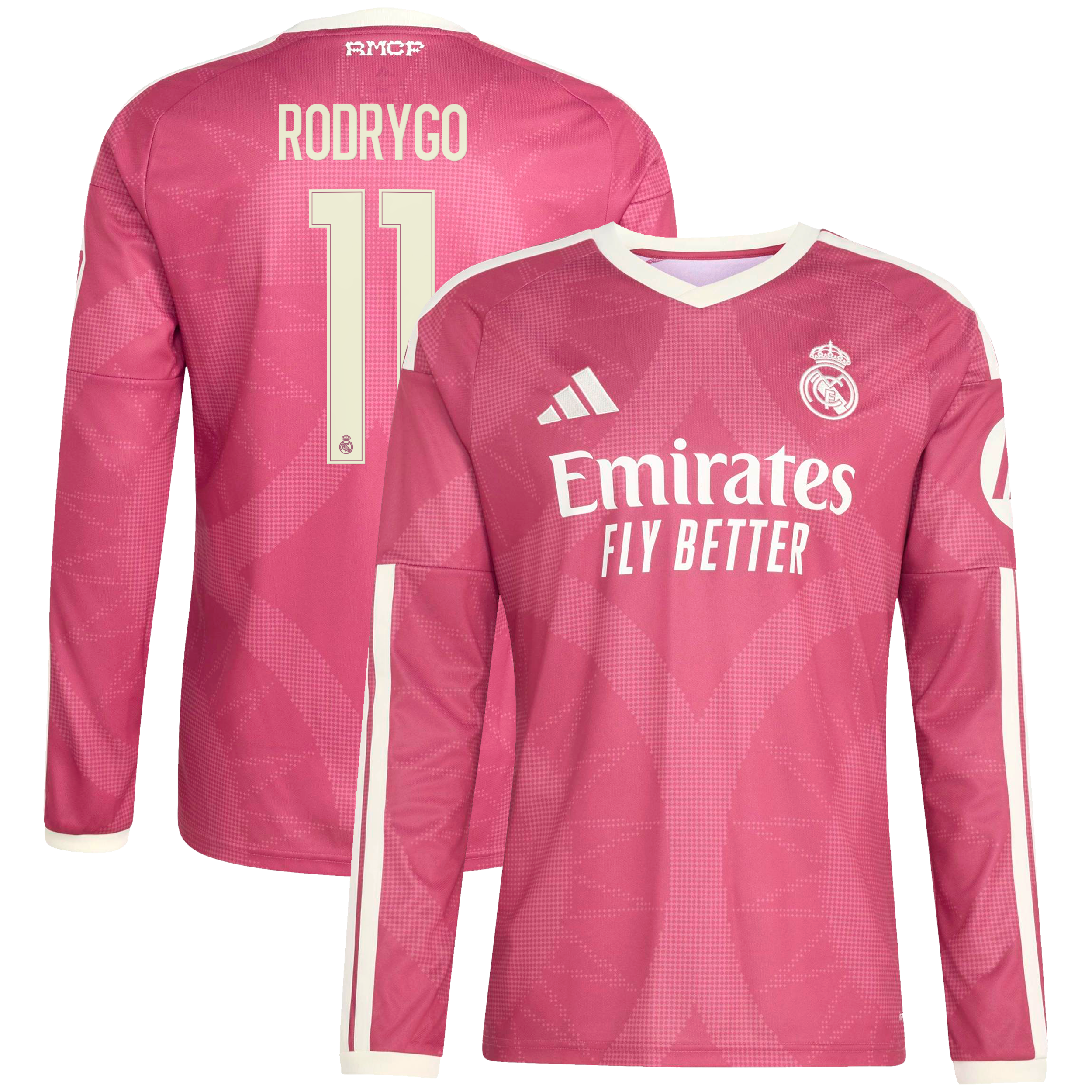 Men's adidas Rodrygo Pink Real Madrid 2026/27 Third Replica Long Sleeve Jersey