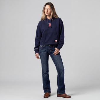 Women's Mitchell & Ness Navy Boston Red Sox Cooperstown Collection Retro Roots Pullover Hoodie