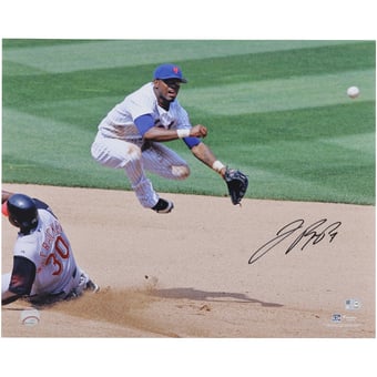Jose Reyes New York Mets Autographed 16" x 20" Jump Throw Double Play Photograph