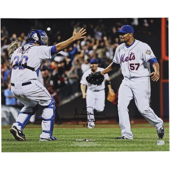 Johan Santana New York Mets Autographed 16" x 20" No Hitter Celebration Photograph with " No Hitter 6/1/12" Inscription