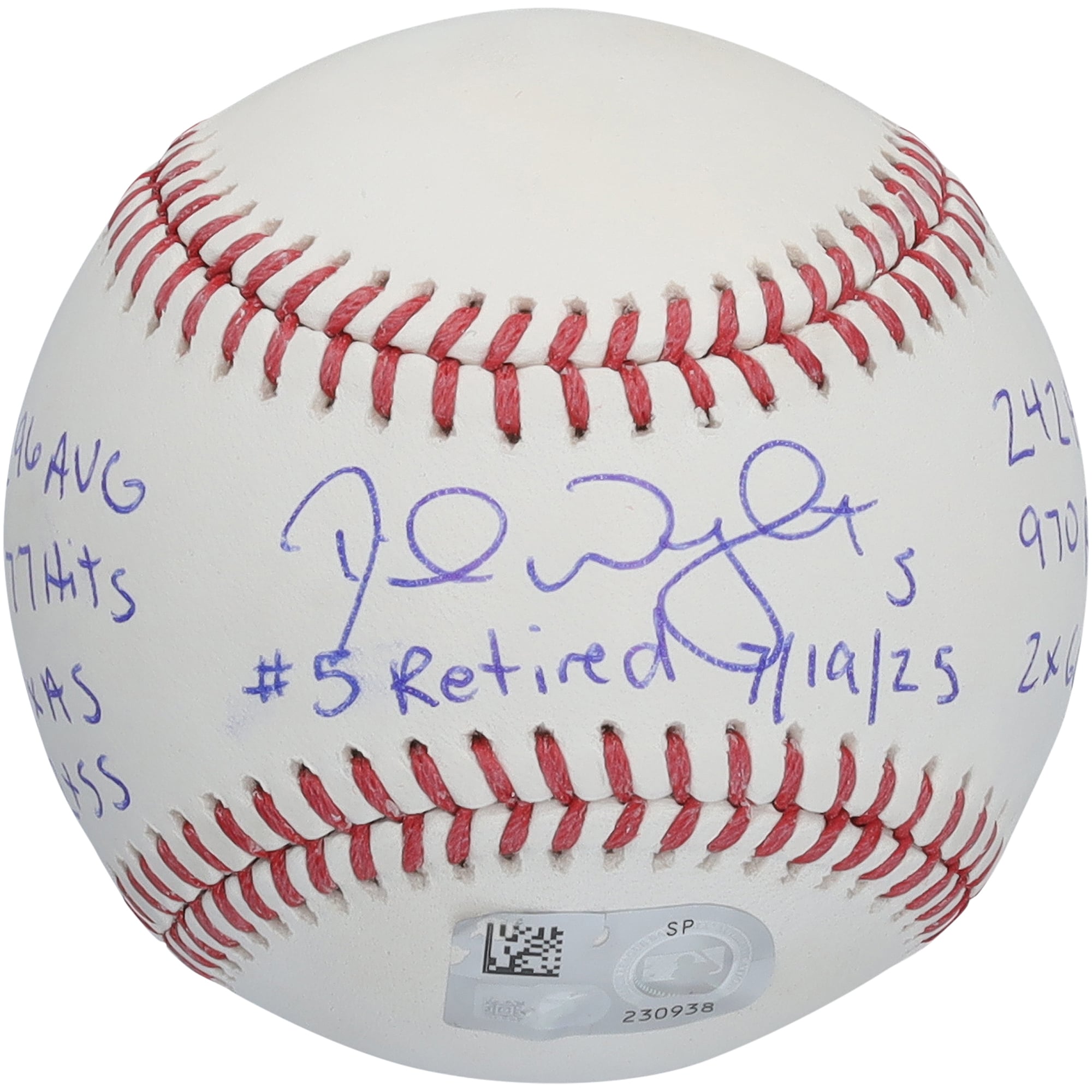 David Wright New York Mets Autographed Baseball with Multiple Inscriptions