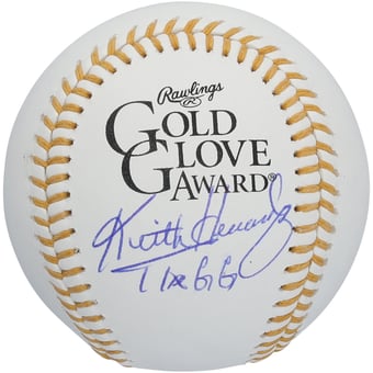 Keith Hernandez New York Mets Autographed Gold Glove Logo Baseball with "11x GG" Inscription
