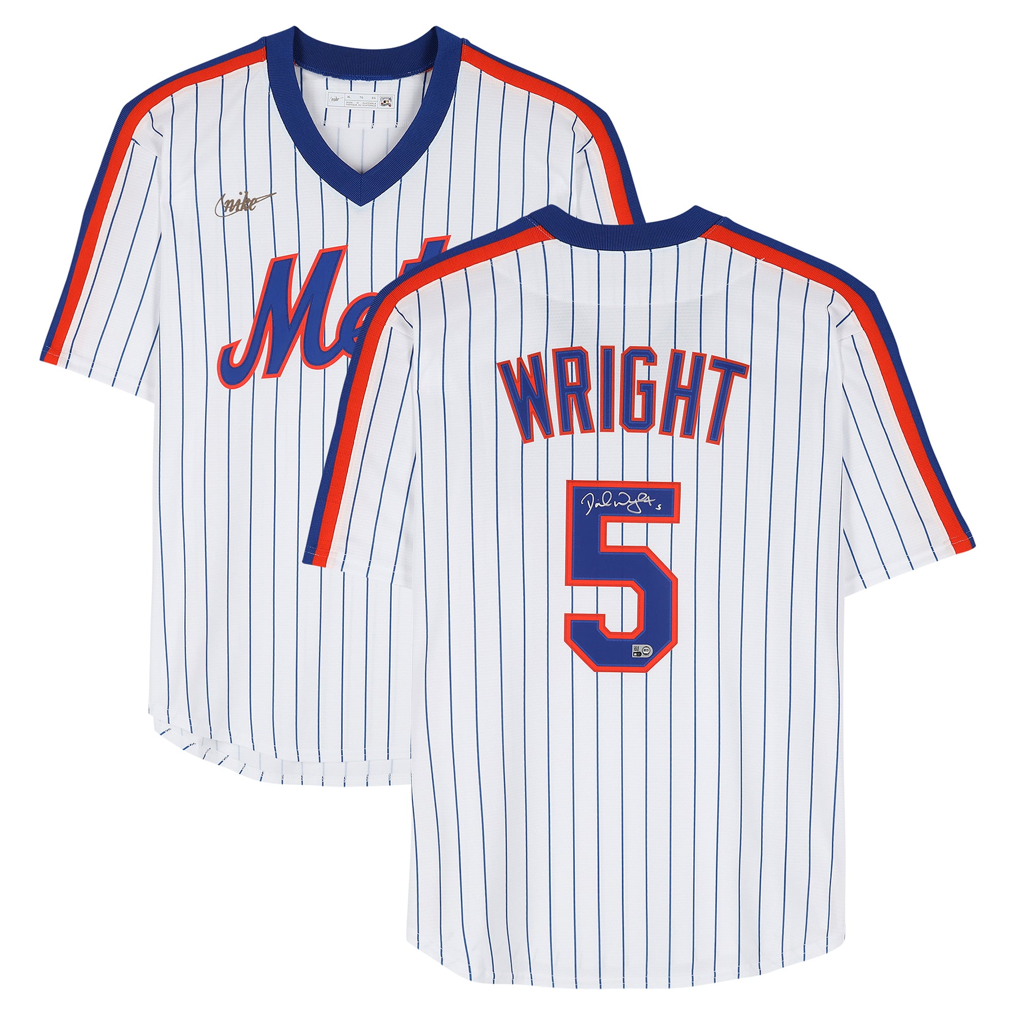 David Wright New York Mets Autographed White Nike Cooperstown Replica Jersey
