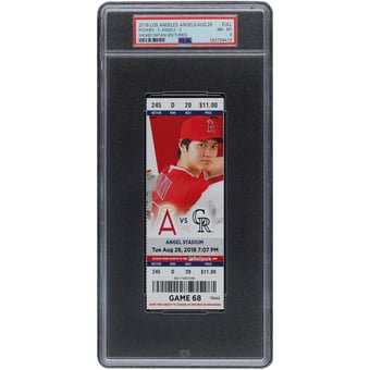 Shohei Ohtani Los Angeles Angels August 28, 2018 PSA Authenticated 8 Ticket