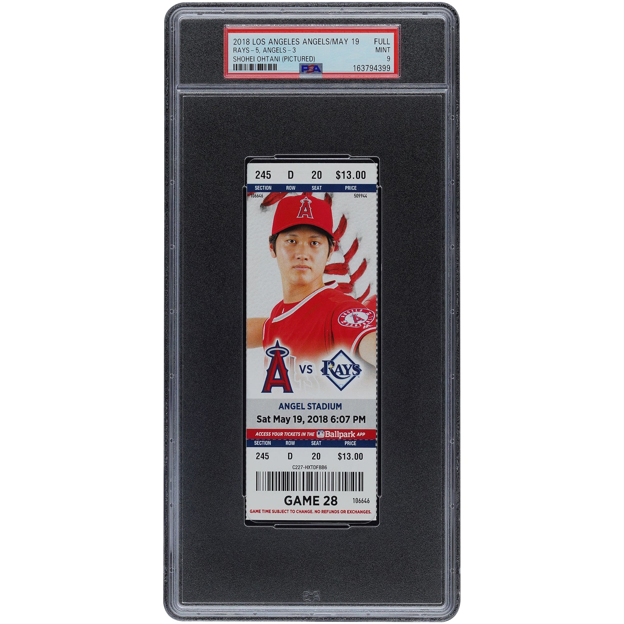 Shohei Ohtani Los Angeles Angels May 19, 2018 PSA Authenticated 9 Ticket