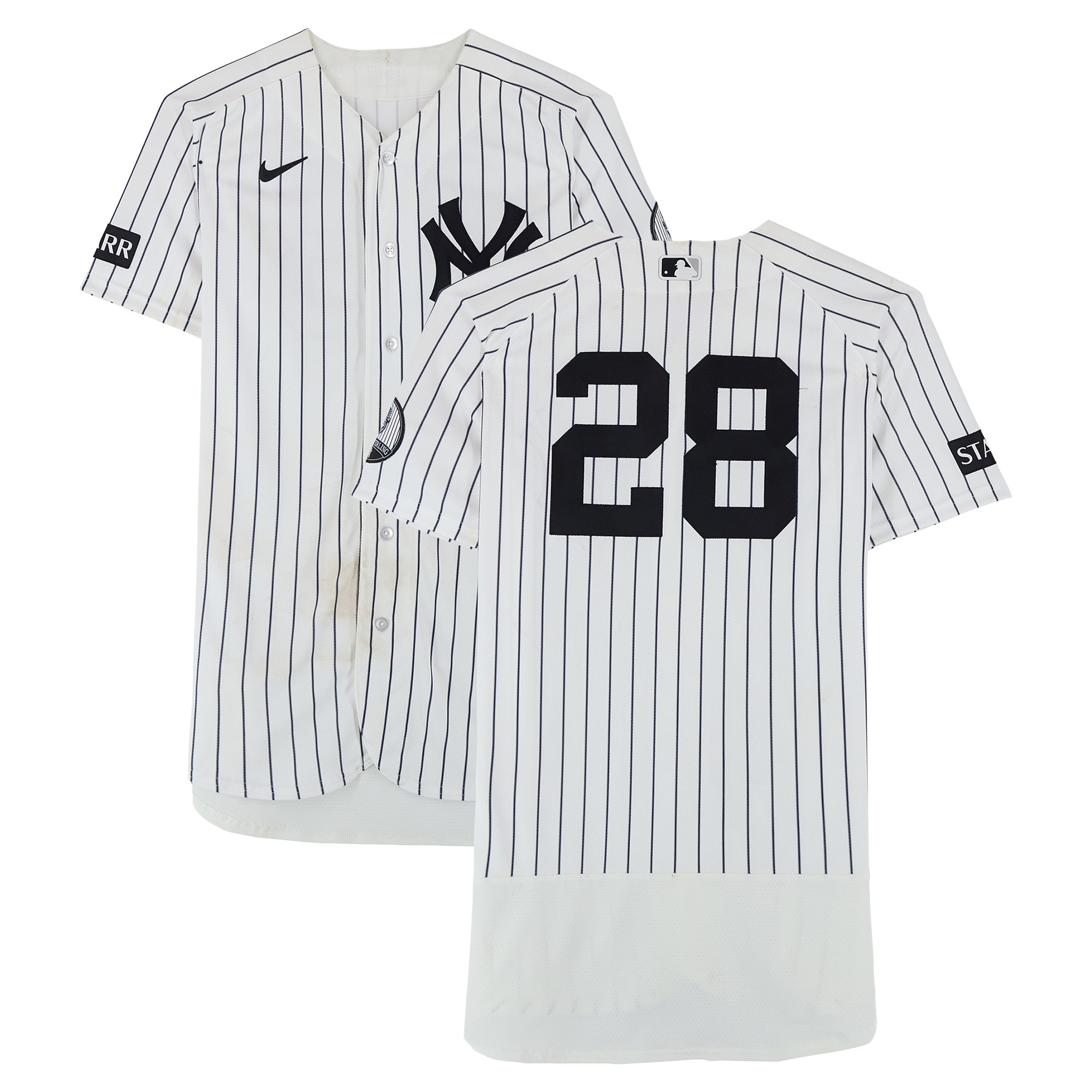 Austin Wells New York Yankees Game-Used #28 White Nike Pinstripe Jersey vs. Minnesota Twins on July 5, 2026