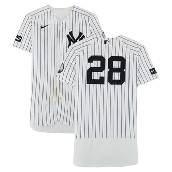 Austin Wells New York Yankees Game-Used #28 White Nike Pinstripe Jersey vs. Minnesota Twins on July 5, 2026