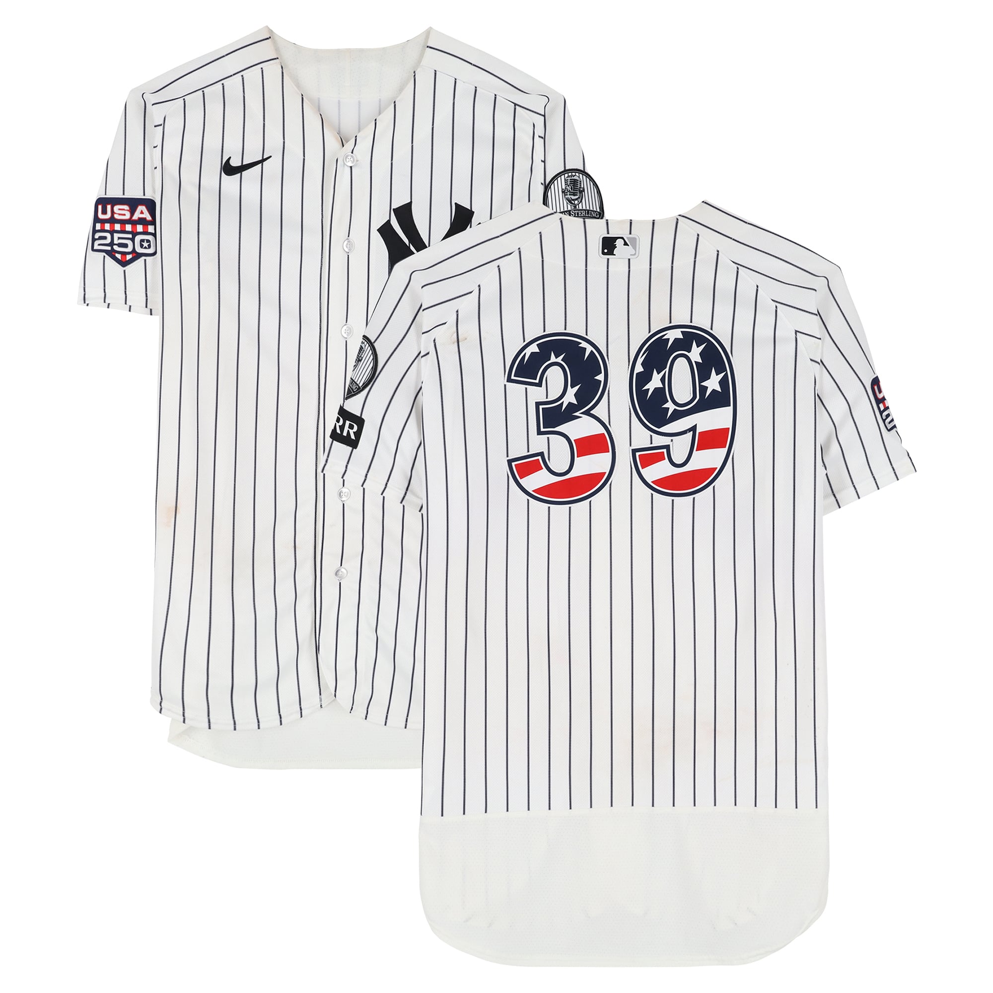 Ali Sanchez New York Yankees Game-Used #39 White Nike Pinstripe Jersey vs. Minnesota Twins on July 4, 2026