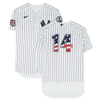 Amed Rosario New York Yankees Game-Used #14 White Nike Pinstripe Jersey vs. Minnesota Twins on July 4, 2026