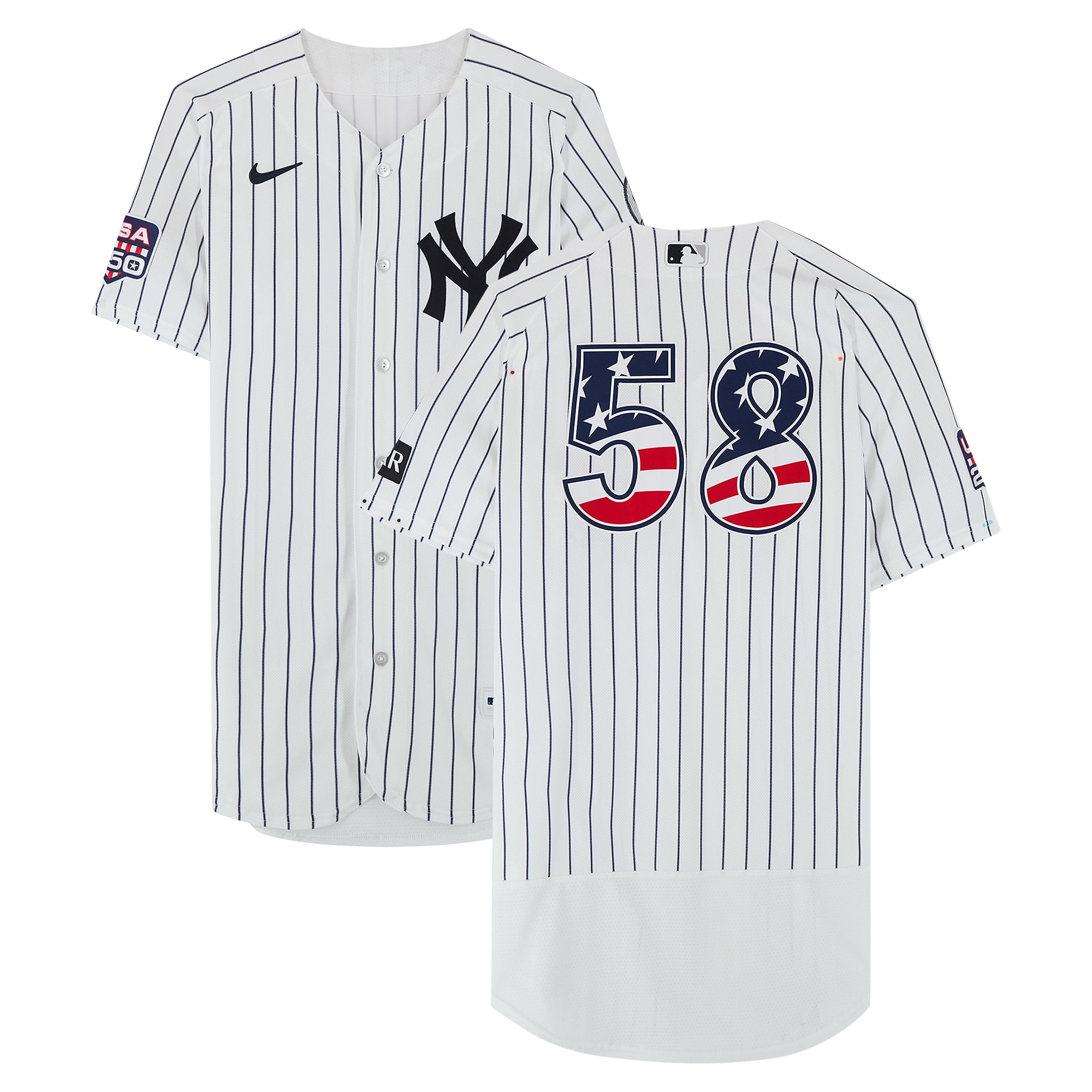 Paul Blackburn New York Yankees Player-Worn #58 White Nike Pinstripe Jersey vs. Minnesota Twins on July 4, 2026