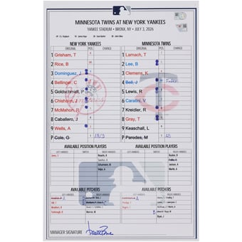 New York Yankees Game-Used Lineup Card vs. Minnesota Twins on July 3, 2026