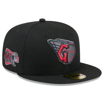 Men's New Era  Black Cleveland Guardians Color Pop 59FIFTY Fitted Hat