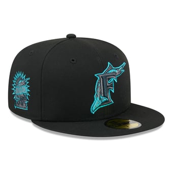 Men's New Era  Black Florida Marlins Cooperstown Collection Color Pop 59FIFTY Fitted Hat