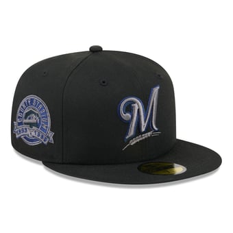 Men's New Era  Black Milwaukee Brewers Color Pop 59FIFTY Fitted Hat