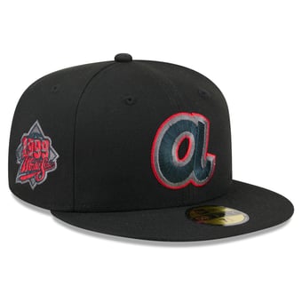 Men's New Era  Black Atlanta Braves Color Pop 59FIFTY Fitted Hat