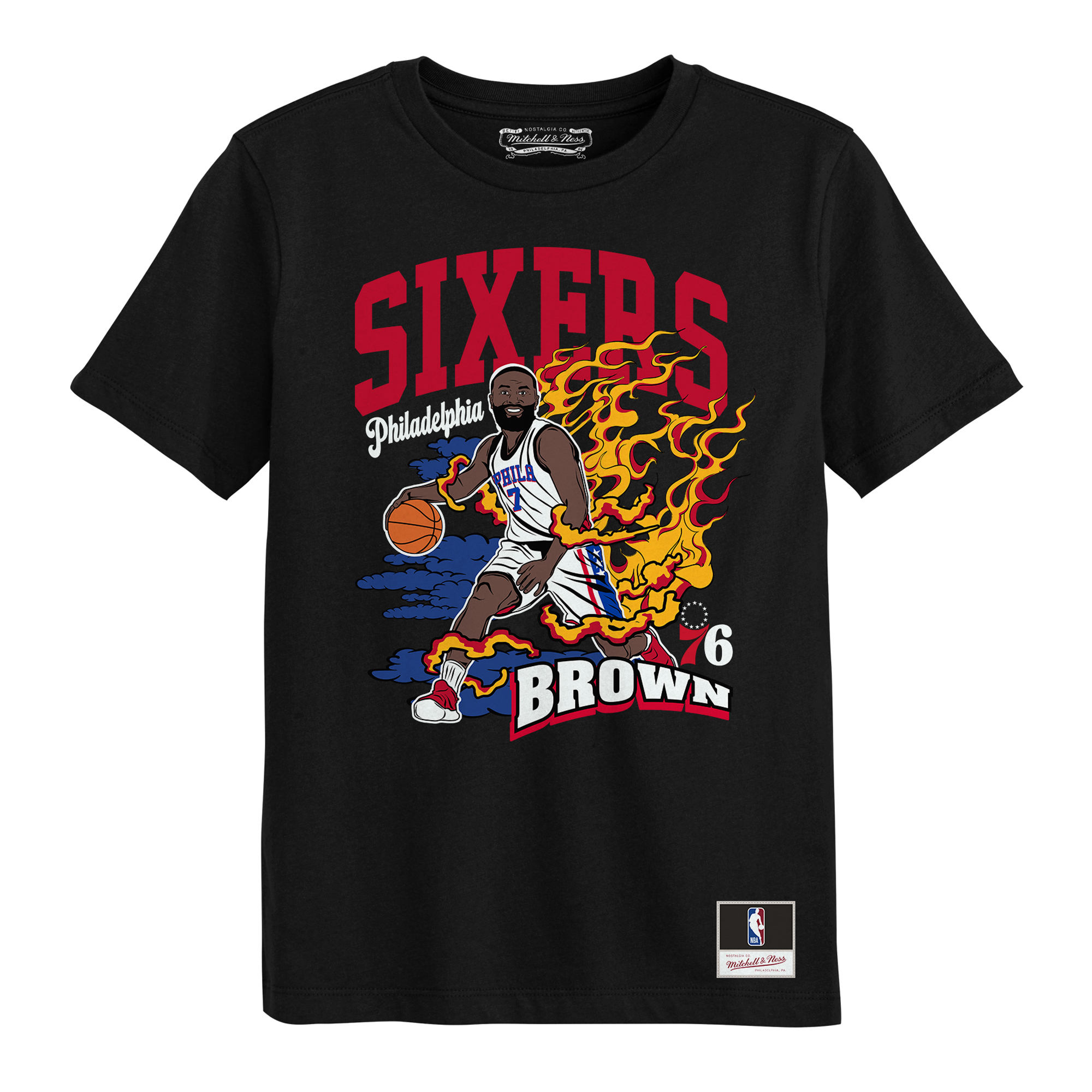 Mitchell & Ness Preschool Jaylen Brown Black Philadelphia 76ers Fired Up T-Shirt - Black