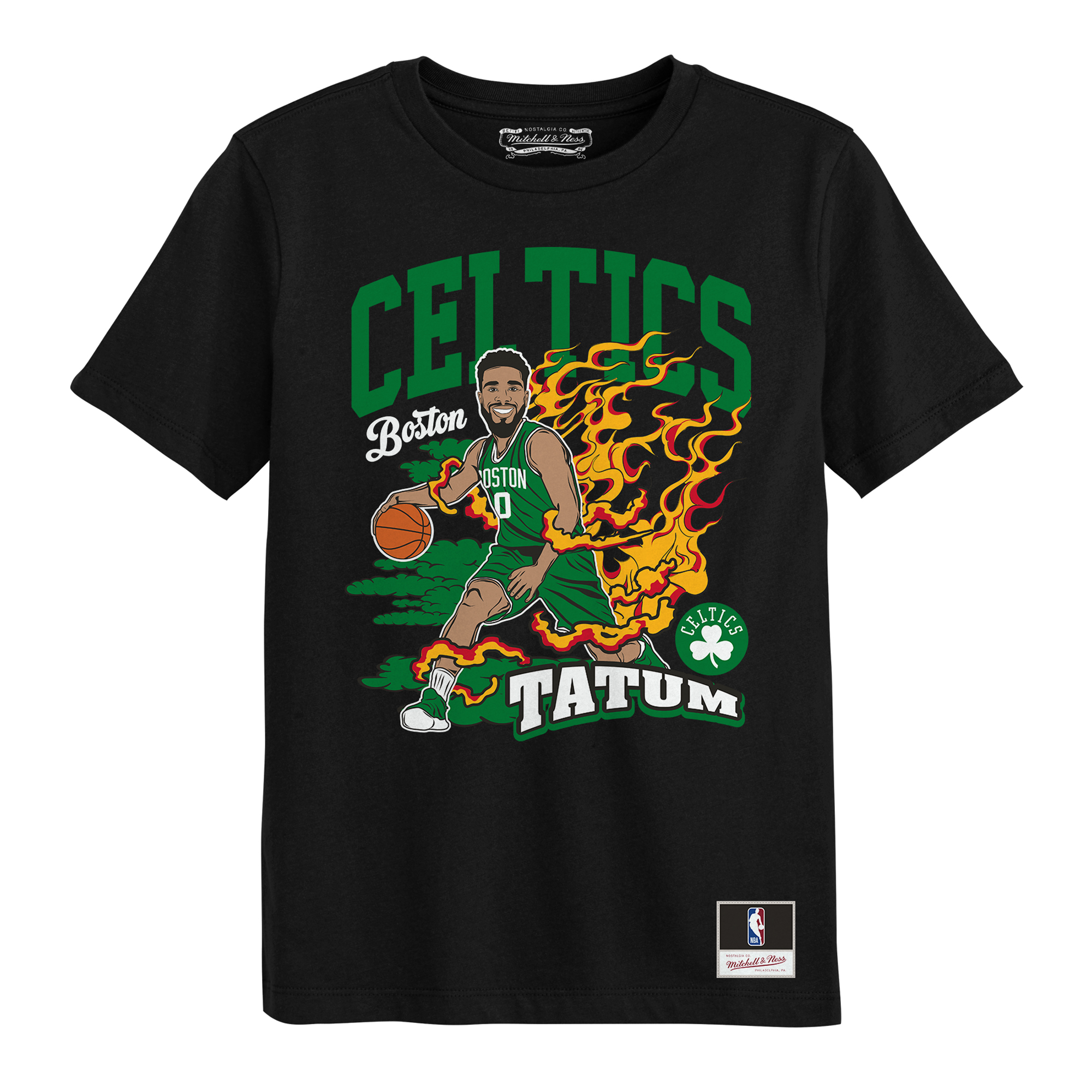 Preschool Mitchell & Ness Jayson Tatum Black Boston Celtics Fired Up T-Shirt