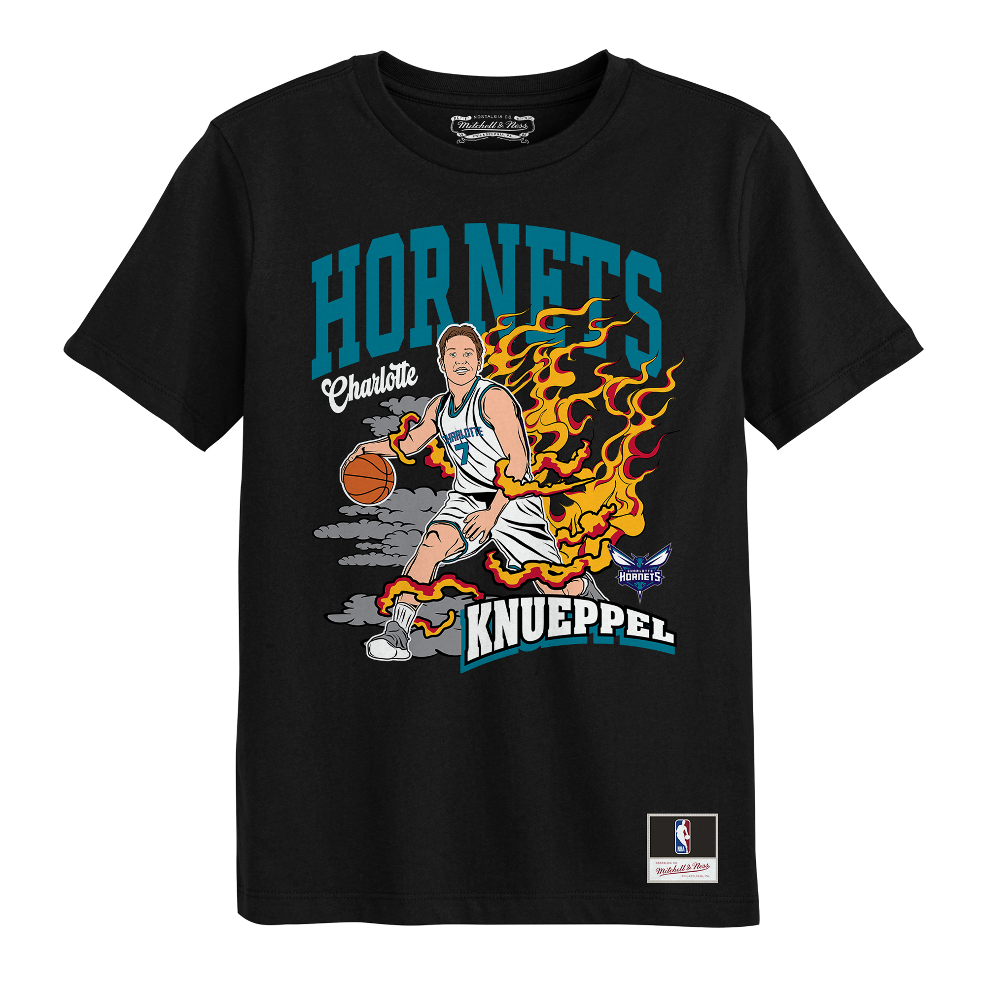 Preschool Mitchell & Ness Kon Knueppel Black Charlotte Hornets Fired Up T-Shirt