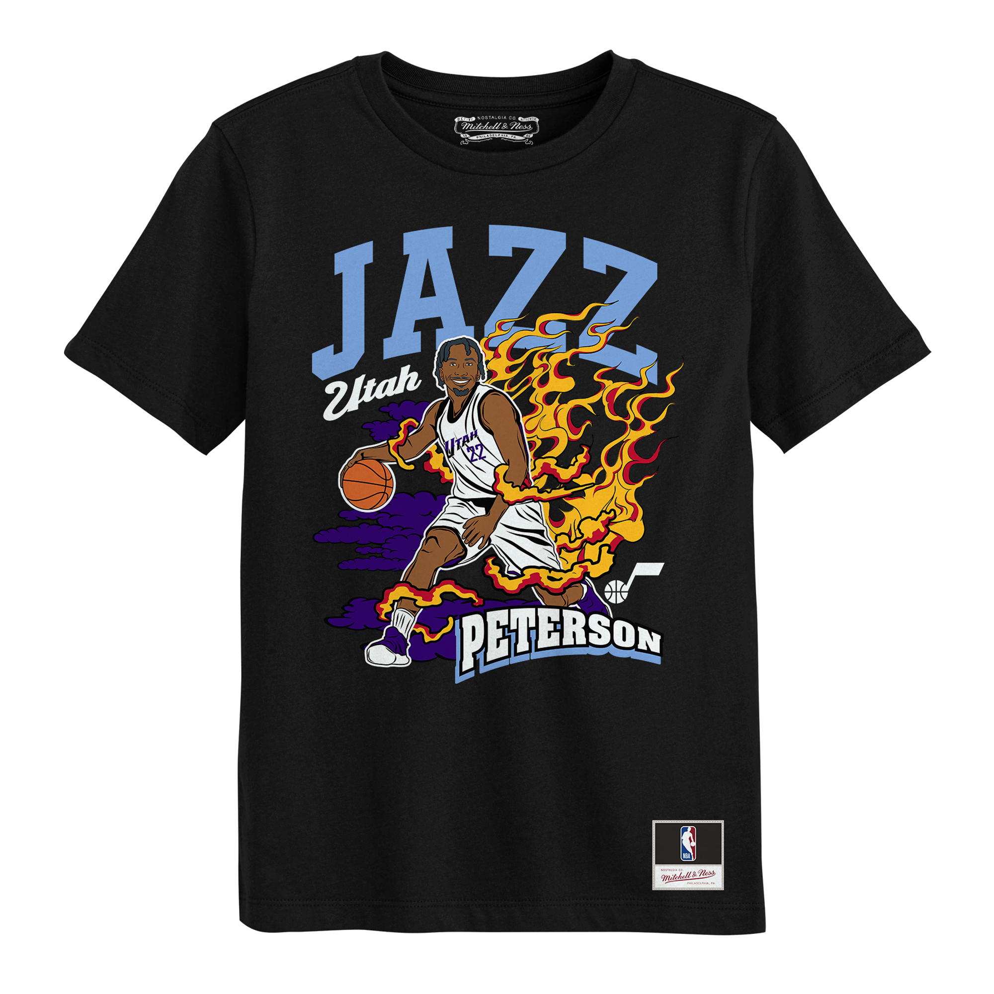 Preschool Mitchell & Ness Darryn Peterson Black Utah Jazz Fired Up T-Shirt