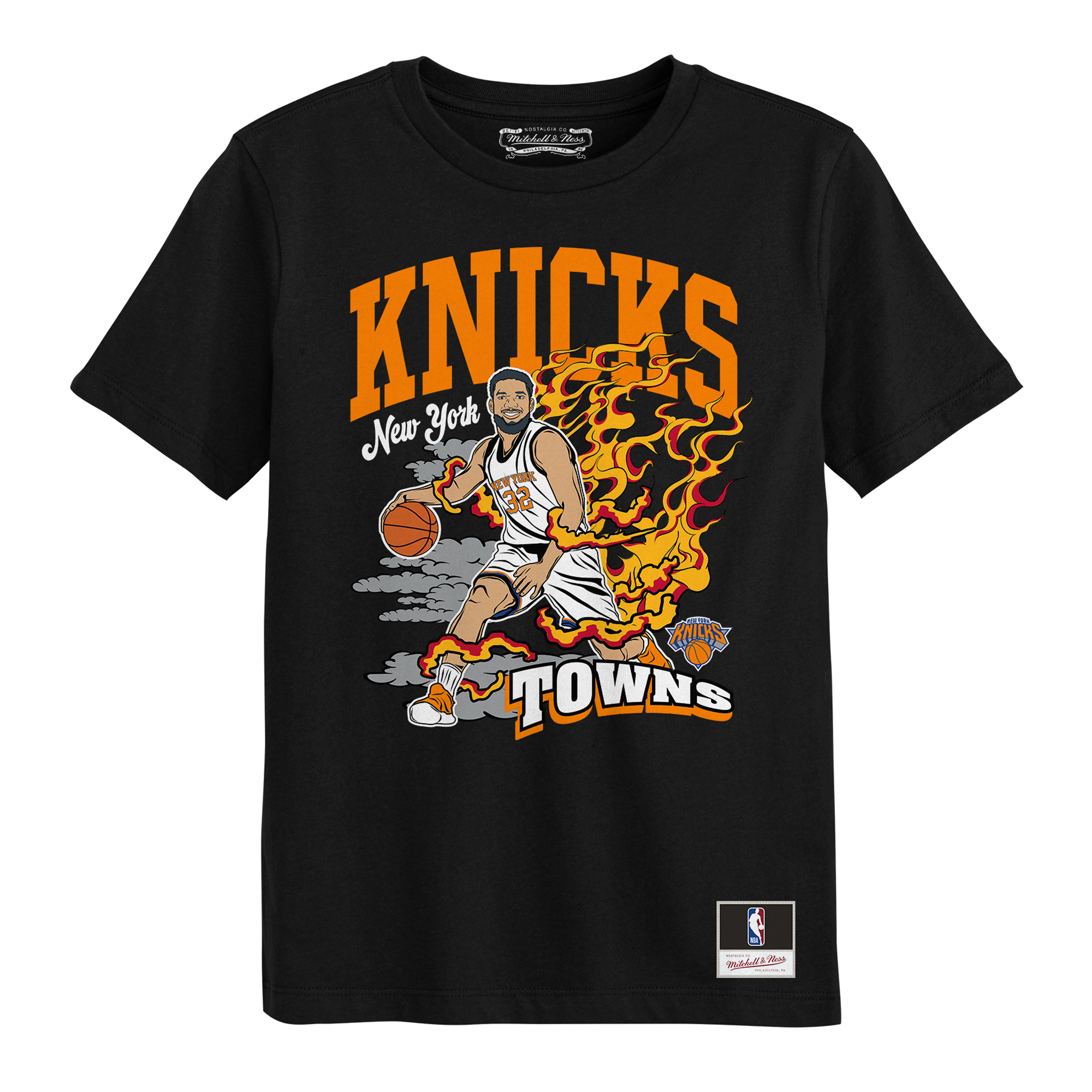 Preschool Mitchell & Ness Karl-Anthony Towns Black New York Knicks Fired Up T-Shirt