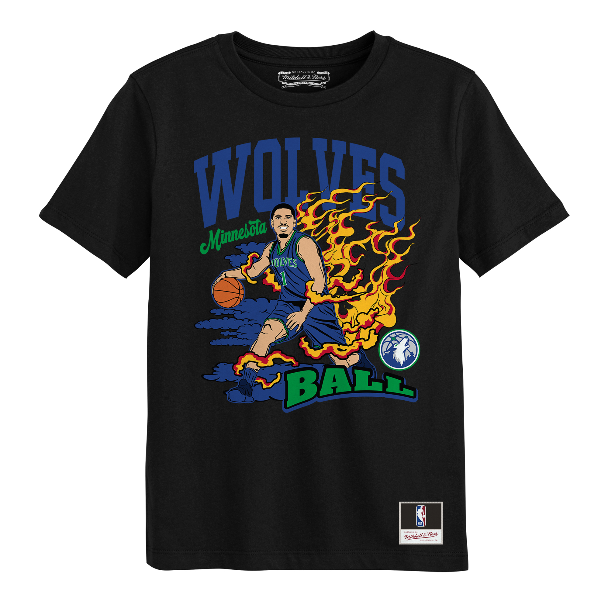 Preschool Mitchell & Ness LaMelo Ball Black Minnesota Timberwolves Fired Up T-Shirt