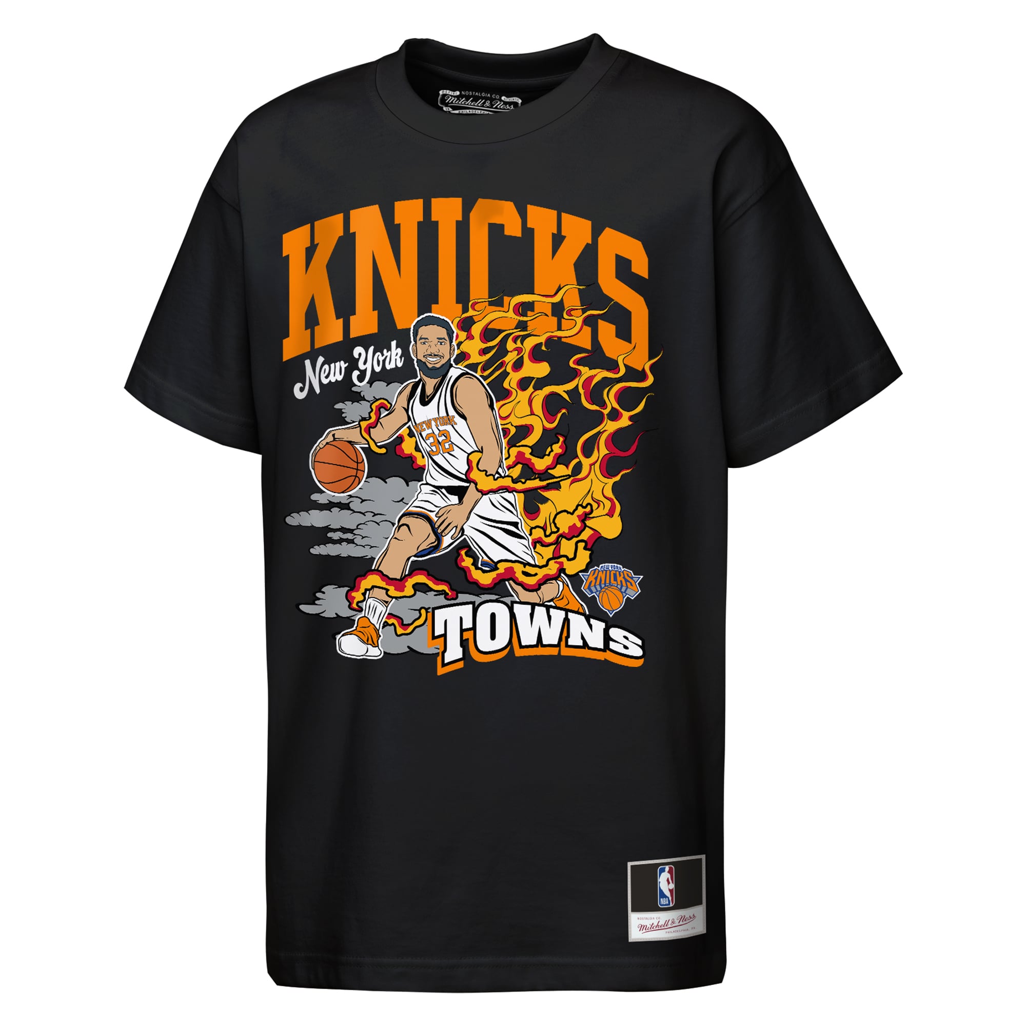 Youth Mitchell & Ness Karl-Anthony Towns Black New York Knicks Fired Up T-Shirt
