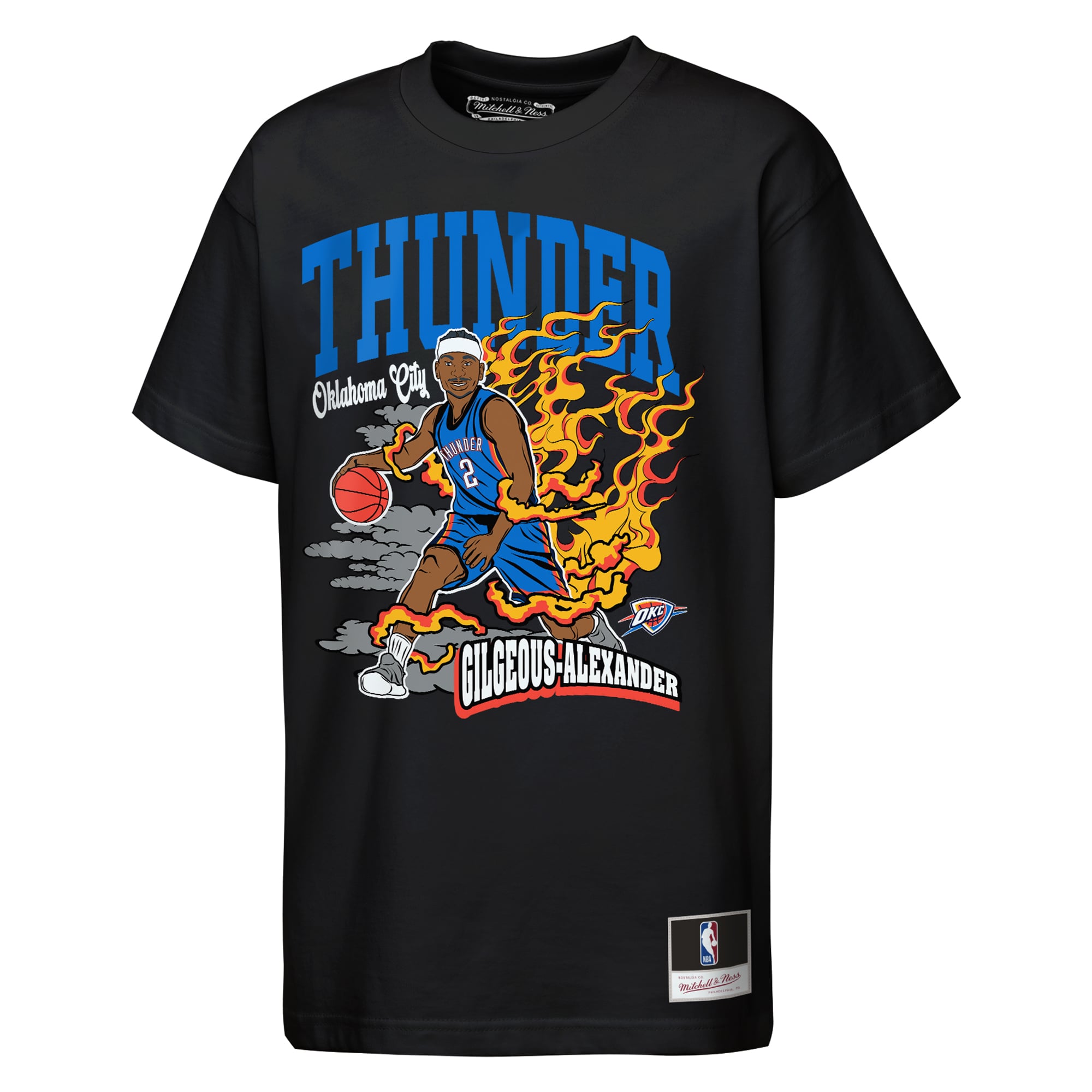 Youth Mitchell & Ness Shai Gilgeous-Alexander Black Oklahoma City Thunder Fired Up T-Shirt