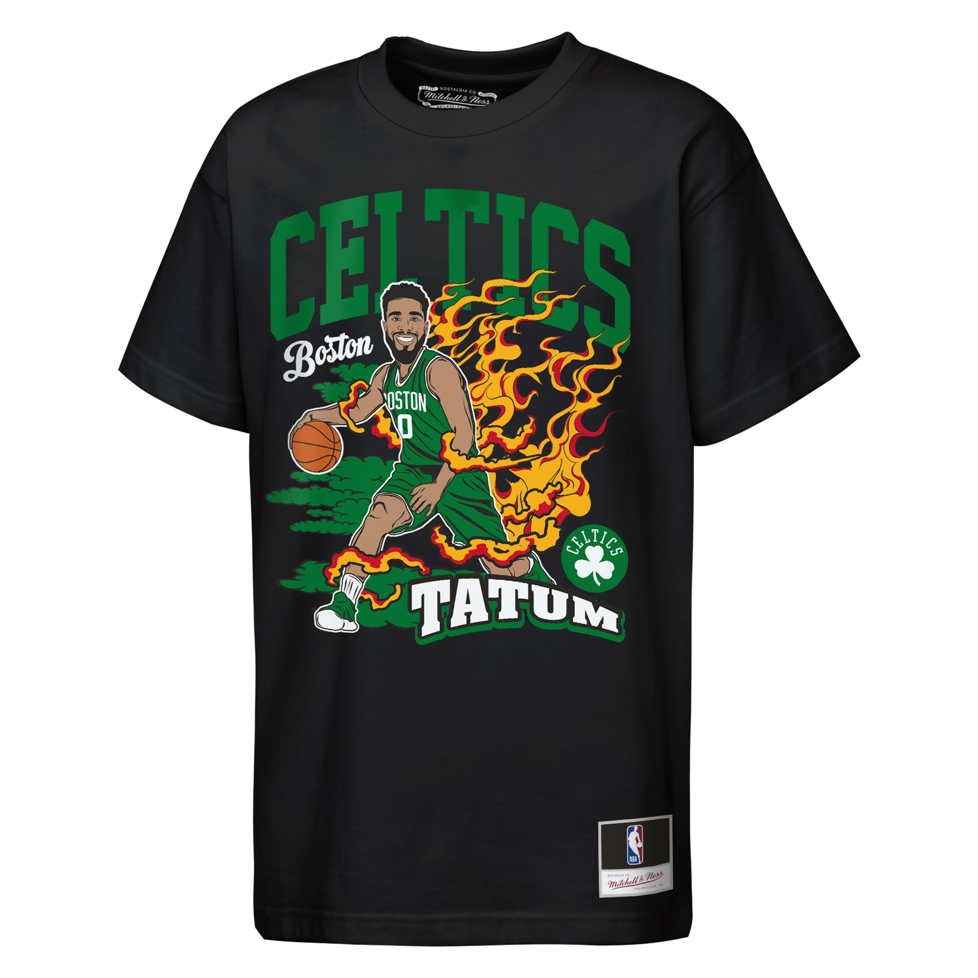 Youth Mitchell & Ness Jayson Tatum Black Boston Celtics Fired Up T-Shirt