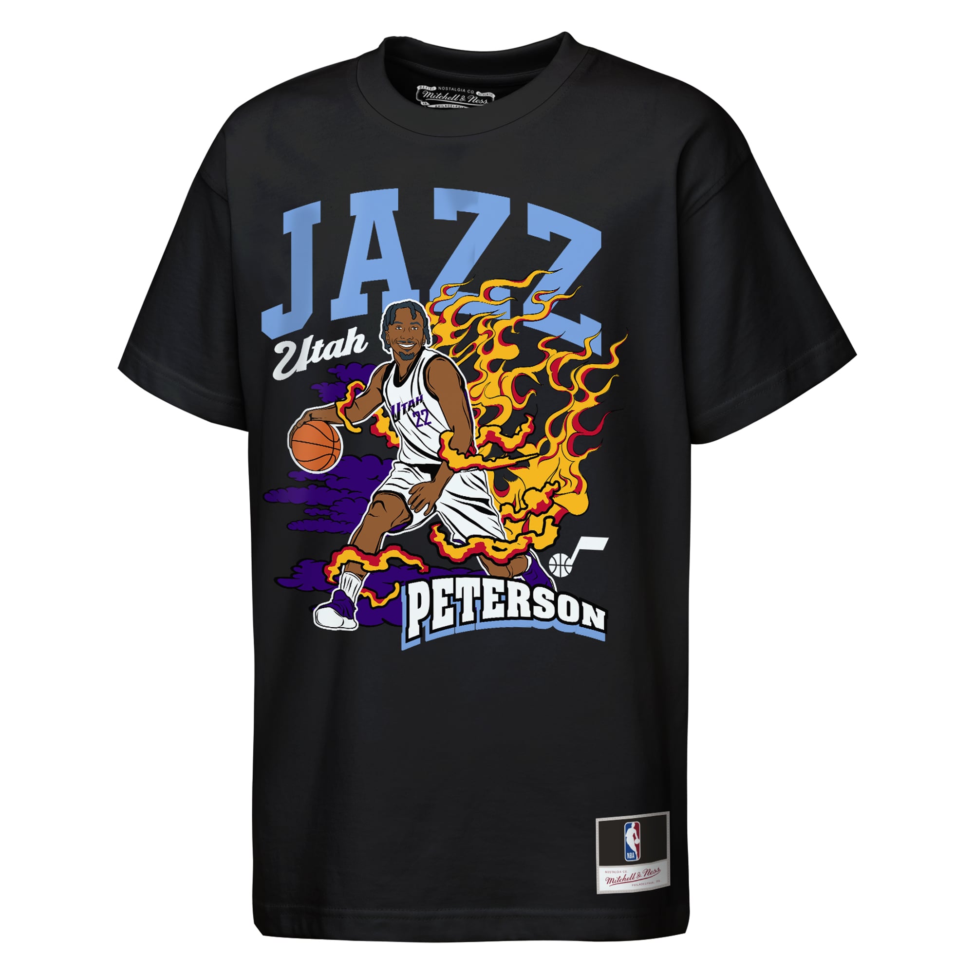 Youth Mitchell & Ness Darryn Peterson Black Utah Jazz Fired Up T-Shirt
