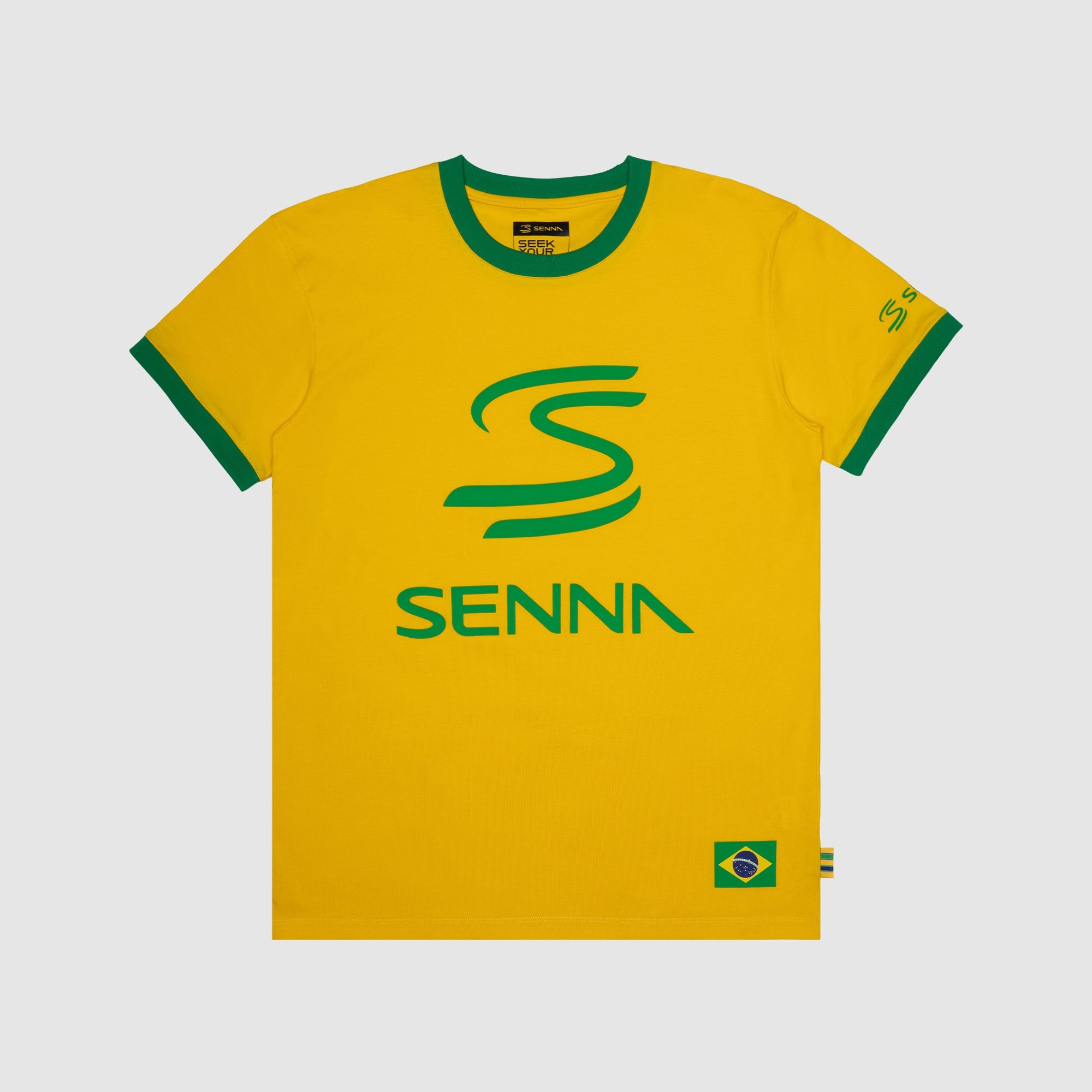 Men's Formula 1 Yellow Ayrton Senna Vertical Scale Legacy T-Shirt