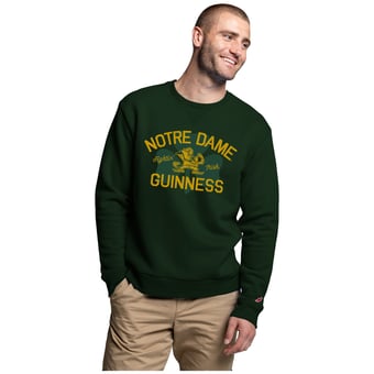 Men's League Collegiate Wear Hunter Green Notre Dame Fighting Irish Guinness Leprechaun Shamrock Sweatshirt