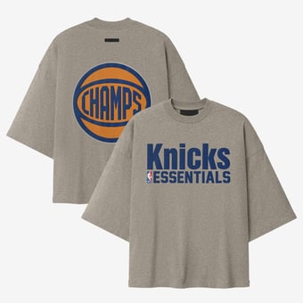 Men's Fear of God Heather Gray New York Knicks 2026 NBA Finals Champions Merch T-Shirt