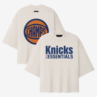 Men's Fear of God Cream New York Knicks 2026 NBA Finals Champions Merch T-Shirt