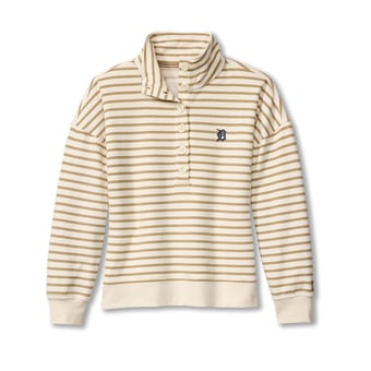 Women's Tommy Bahama  White Detroit Tigers Marina Del Mar Stripe Mock Neck Sweatshirt