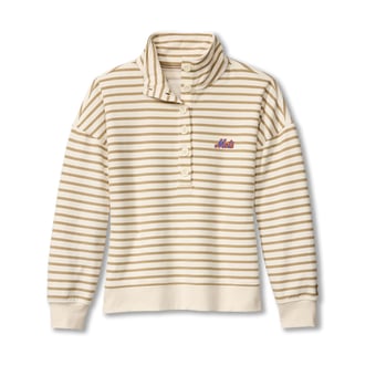 Women's Tommy Bahama  White New York Mets Marina Del Mar Stripe Mock Neck Sweatshirt