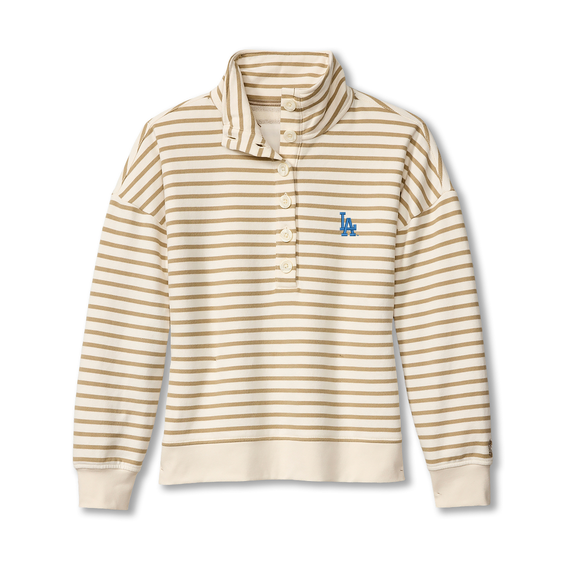 Women’s Tommy Bahama White Los Angeles Dodgers Marina Del Mar Stripe Mock Neck Sweatshirt Women’s Tommy Bahama White Los Angeles Dodgers Marina Del Mar Stripe Mock Neck Sweatshirt
