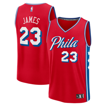 Men's Fanatics LeBron James Red Philadelphia 76ers Fast Break Jersey - Statement Edition