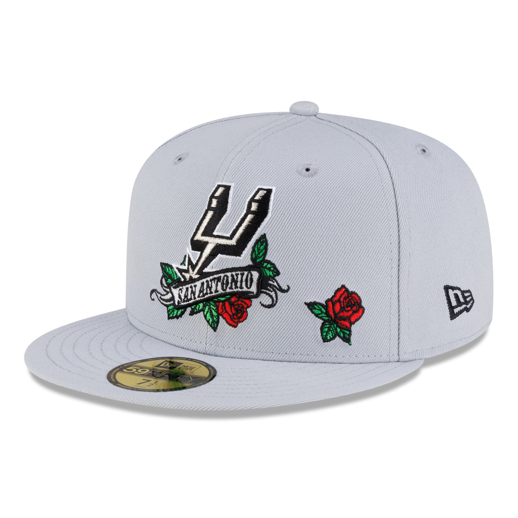 Men's New Era  Gray San Antonio Spurs Rose Banner 59FIFTY Fitted Hat
