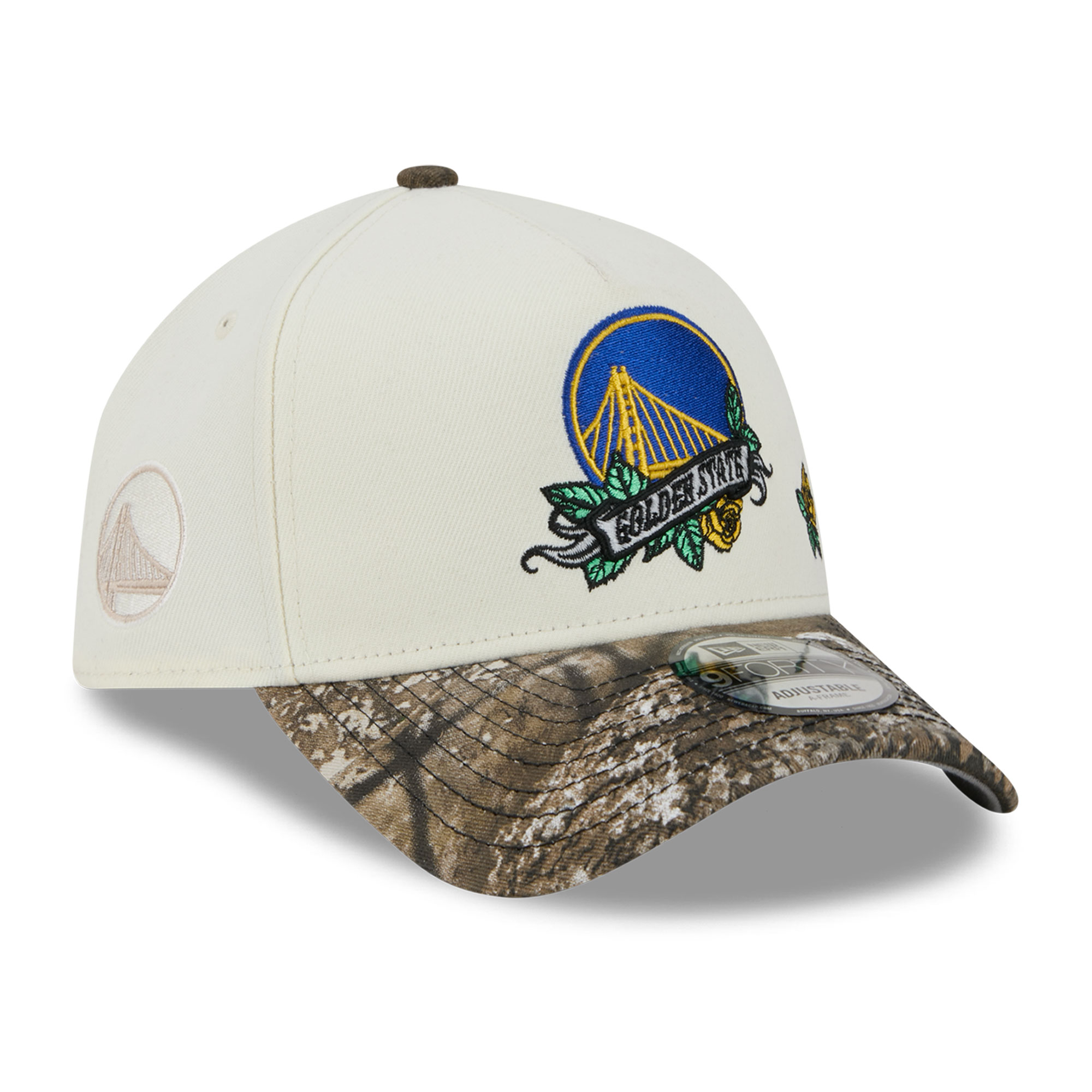 Men's New Era Cream/Camo Golden State Warriors Rose Banner 9FORTY A-Frame Adjustable Hat