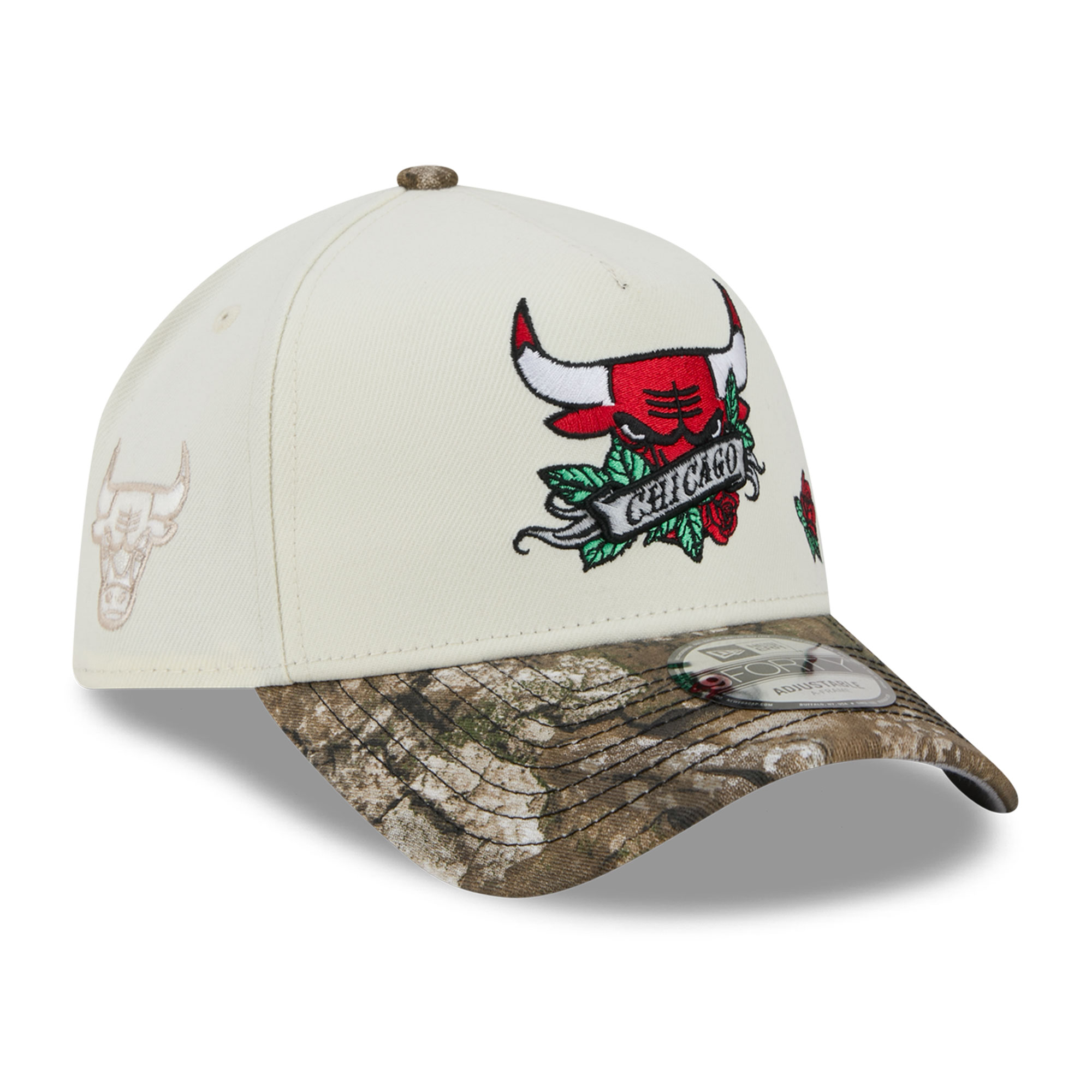 Men's New Era  Cream/Camo Chicago Bulls Rose Banner 9FORTY A-Frame Adjustable Hat