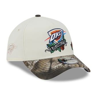 Men's New Era  Cream/Camo Oklahoma City Thunder Rose Banner 9FORTY A-Frame Adjustable Hat